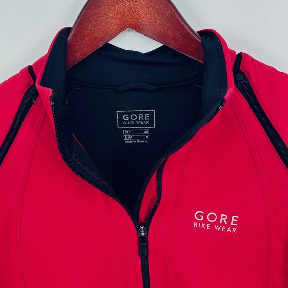 Hi-Vis Windstopper Soft Shell Cycling Jacket Gore Bike Wear Women’s Red Black S - Picture 2 of 10